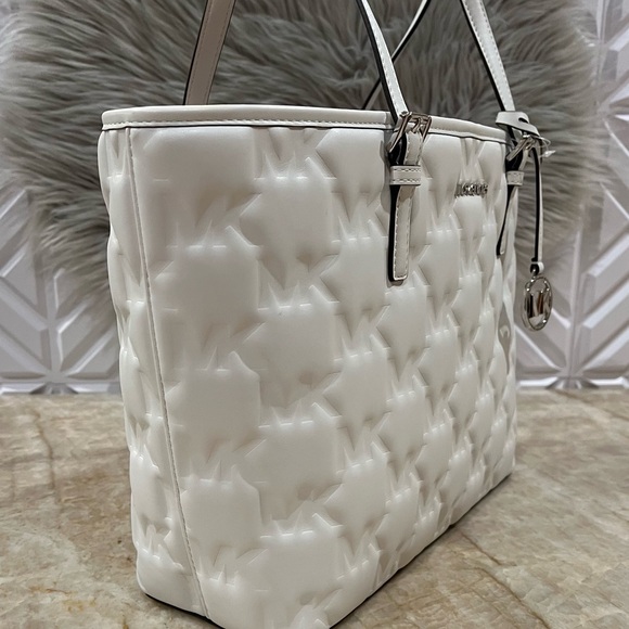 MICHAEL Michael Kors $378 JET SET MD OPTIC WHITE CARRYALL BAG HANDBAG PURSE. NWT - Picture 3 of 14